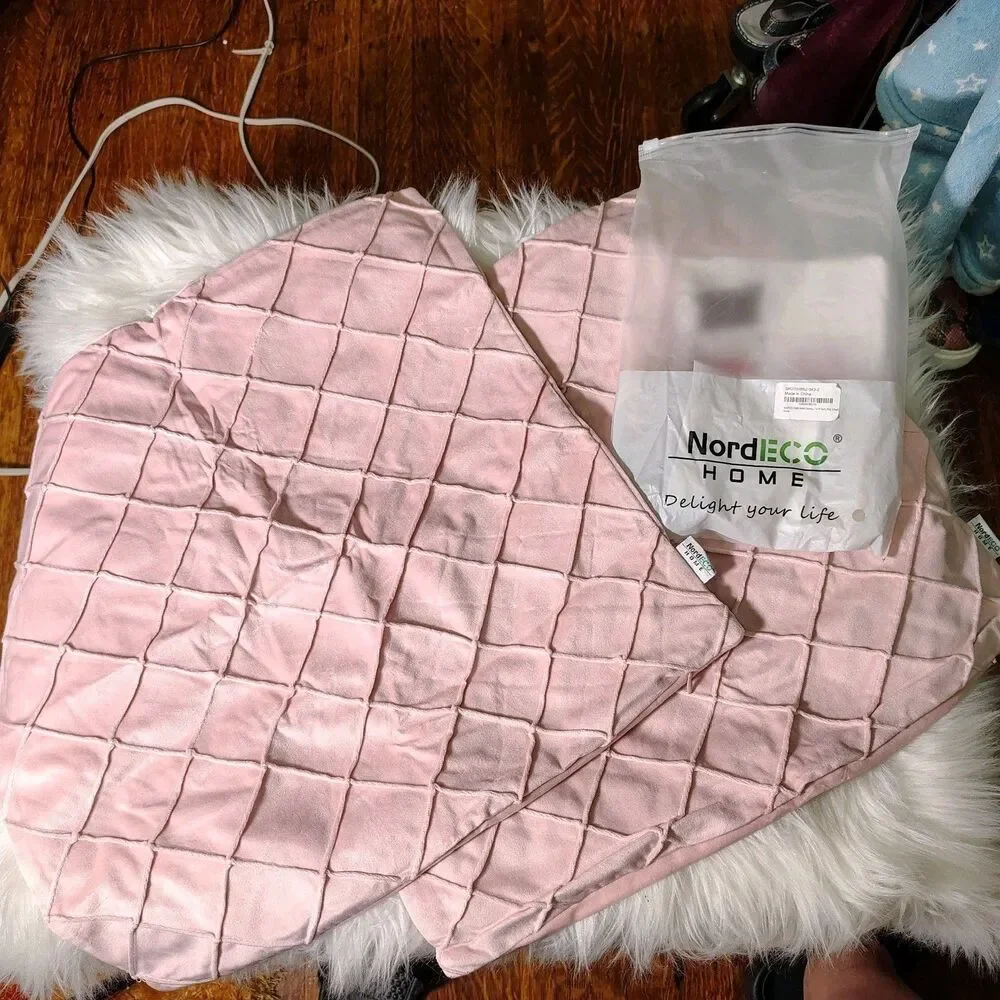 Pink Velvet Pillow Case Set NordECO Home 17x17 NEW/RT1